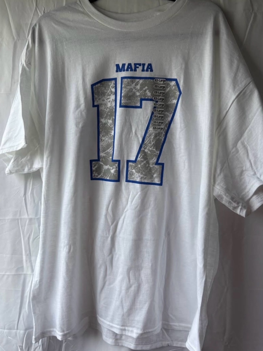 Buffalo Bills White Graphic Tee with Blue & Gray Number 17. XXL